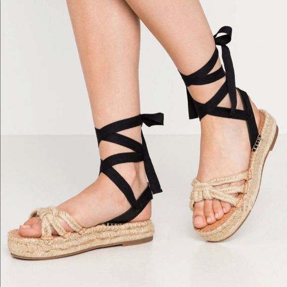 Madewell 7 The Gwen Platform Espadrille Sandal Jute Lace Up AM226 - Picture 2 of 11